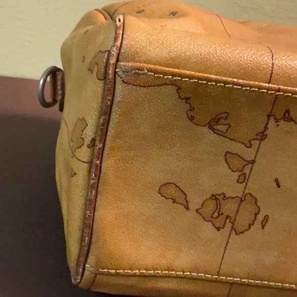 Brown Leather Map Print Men's Bag - Picture 6 of 11